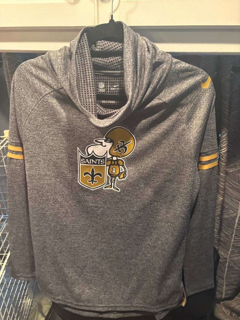 NFL New Orleans Saints Gray and Gold Long Sleeve Hoodie
